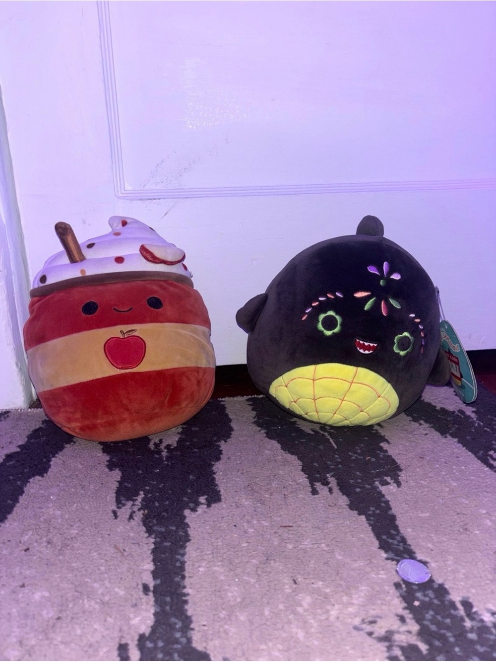 Squishmallows Plush Pair - Red, Orange & Black with Yellow Accents